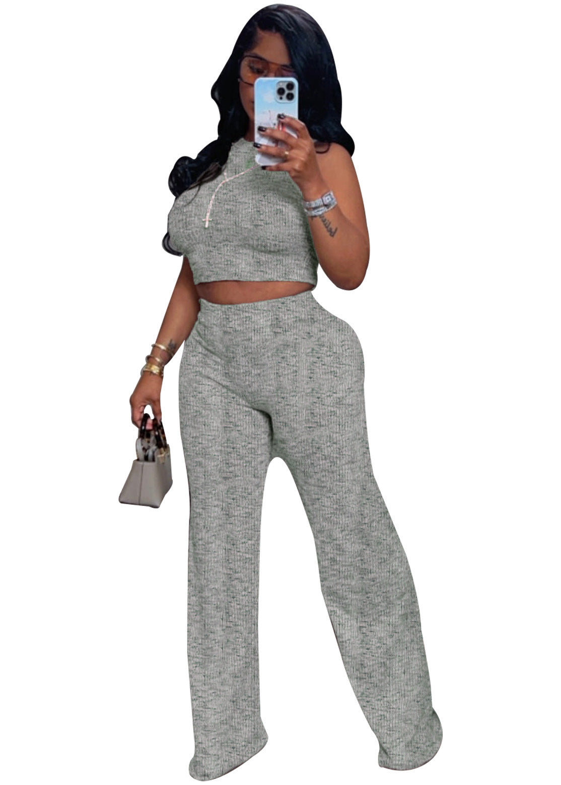 Chic Sleeveless Printed Wide Leg Pants Two-Piece Set: Effortless Style and Comfort