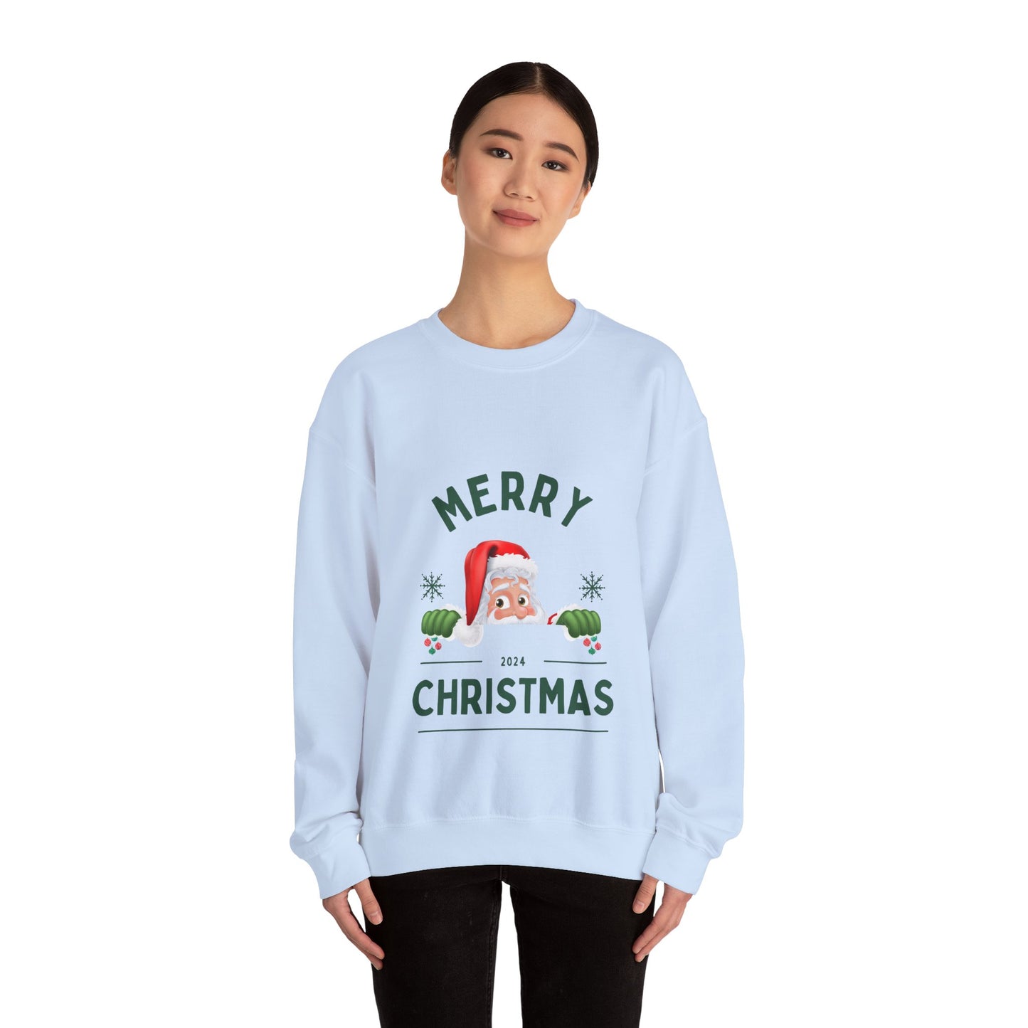 Santa Christmas Crewneck Sweatshirt - Holiday Santa Claus Jumper, Xmas, Festive Winter Sweater, Pink Unisex Christmas Top, Cozy