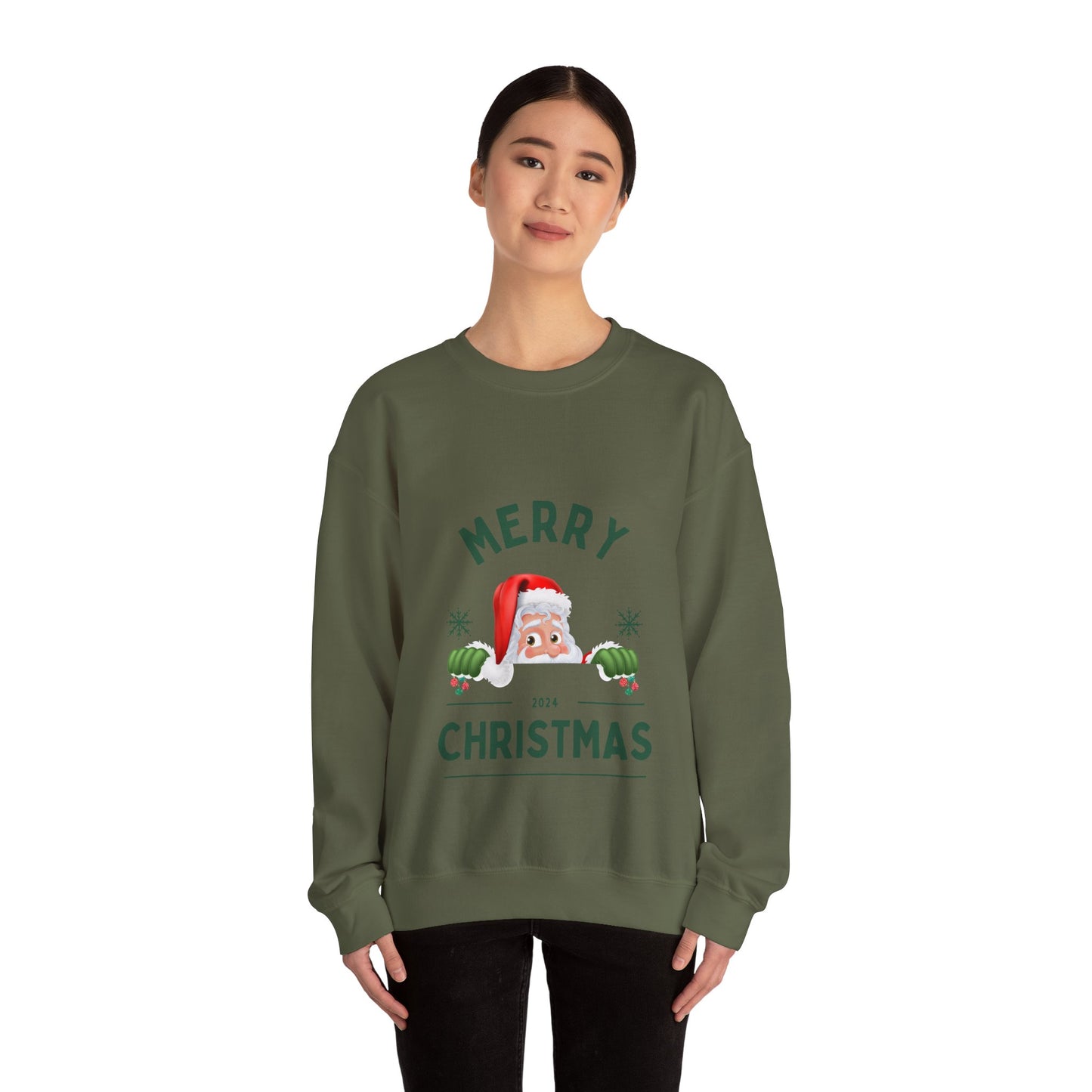 Santa Christmas Crewneck Sweatshirt - Holiday Santa Claus Jumper, Xmas, Festive Winter Sweater, Pink Unisex Christmas Top, Cozy