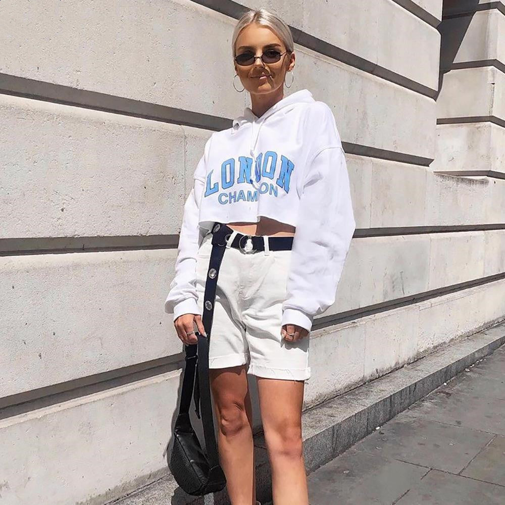 Trendy Long Sleeve Cropped Hoodie: London Champion