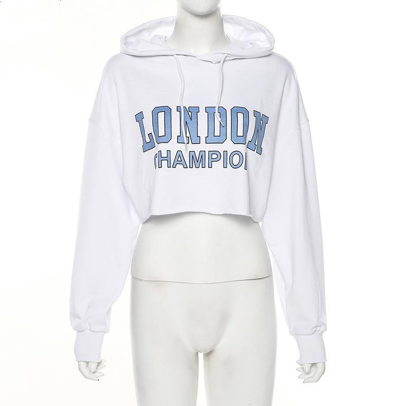 Trendy Long Sleeve Cropped Hoodie: London Champion