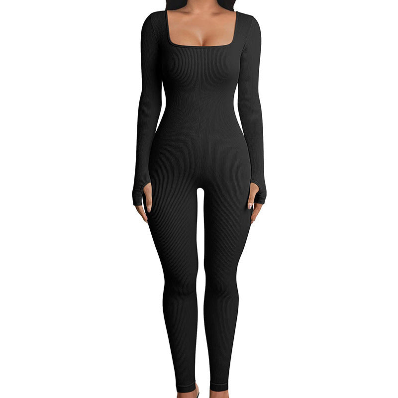 Seamless Long Sleeve Yoga Shapewear Jumpsuit with Hip Lift for Sports and Bodysuit