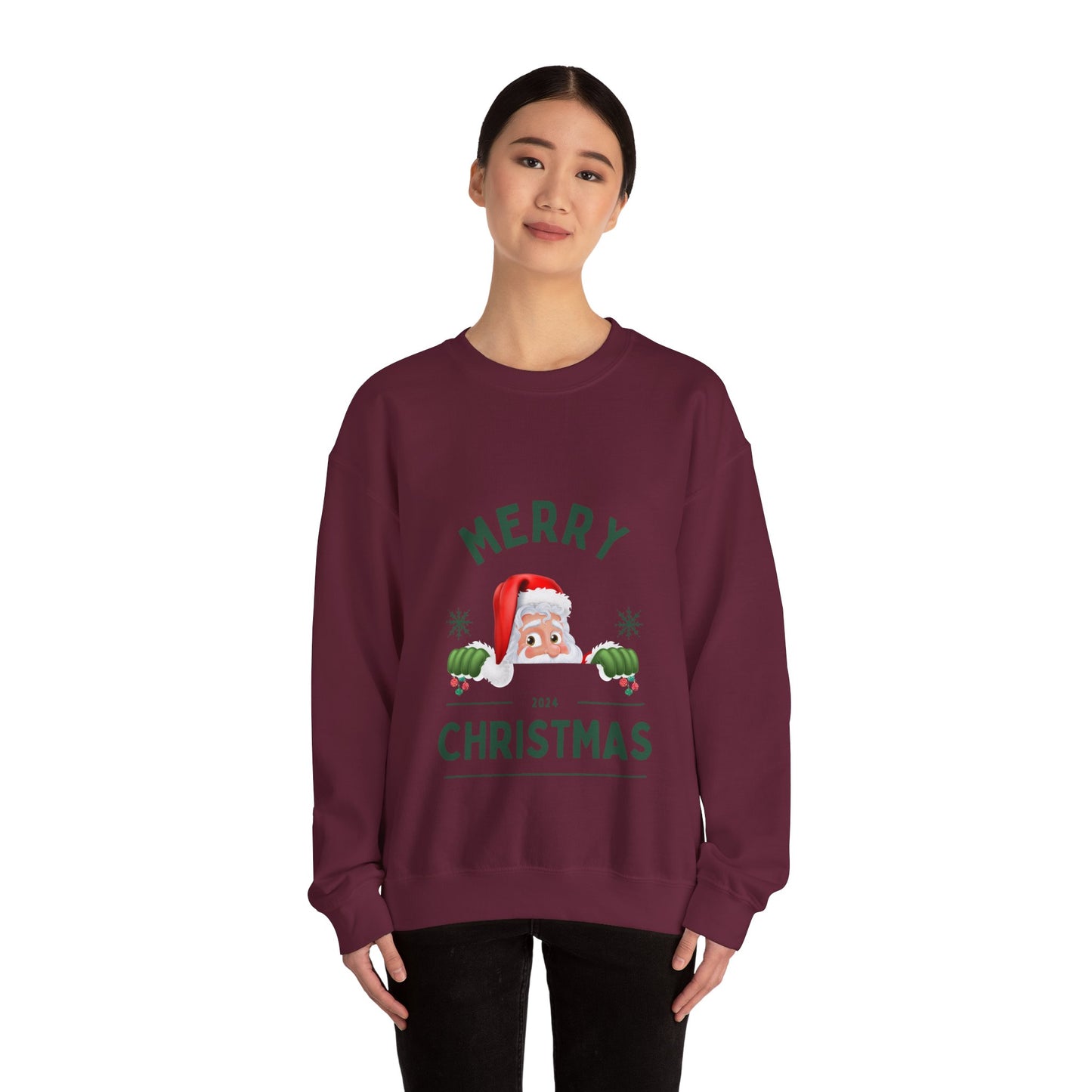 Santa Christmas Crewneck Sweatshirt - Holiday Santa Claus Jumper, Xmas, Festive Winter Sweater, Pink Unisex Christmas Top, Cozy