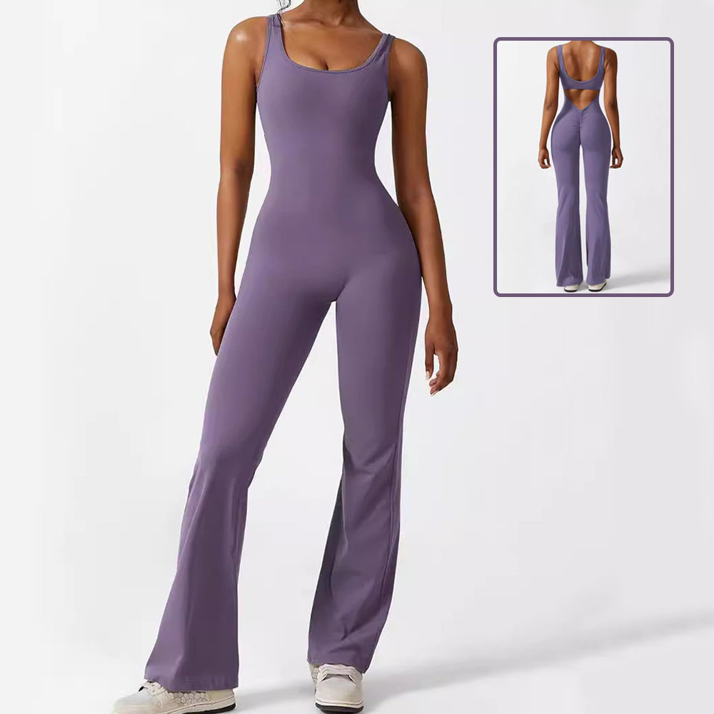 Sleeveless Flare Jumpsuits for Fitness and Yoga