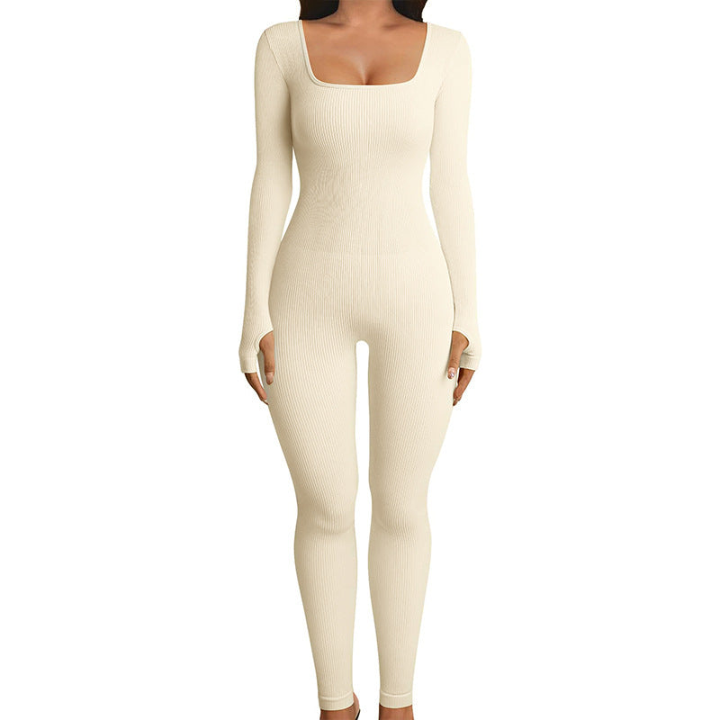 Seamless Long Sleeve Yoga Shapewear Jumpsuit with Hip Lift for Sports and Bodysuit