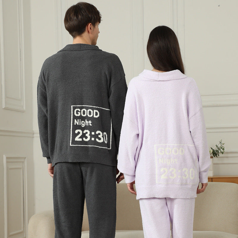 Couple Homewear V-neck Simplicity Suit