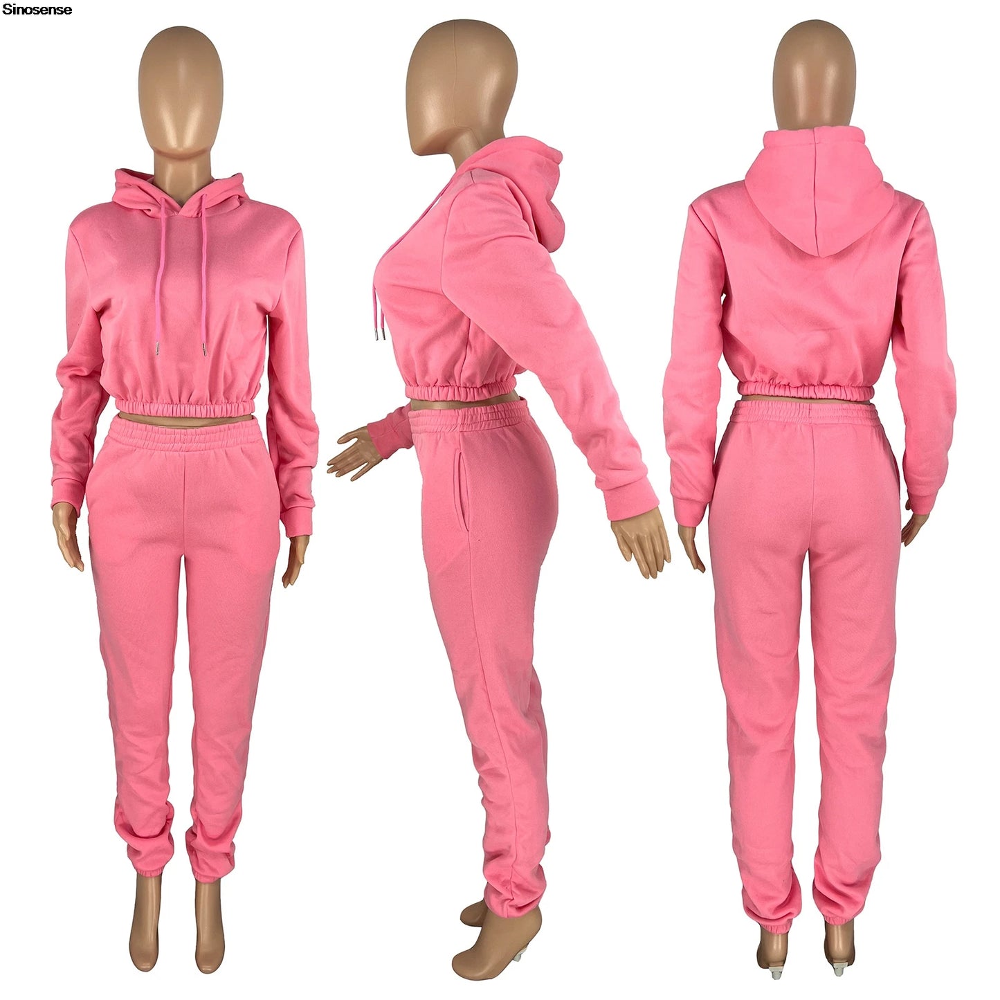 Women 2 Piece Outfits Fleece Sweatsuit Fall Tracksuit Pullover Crop Hoodie Jogger Pants Lounge Set Casual Sports Workout Outfits