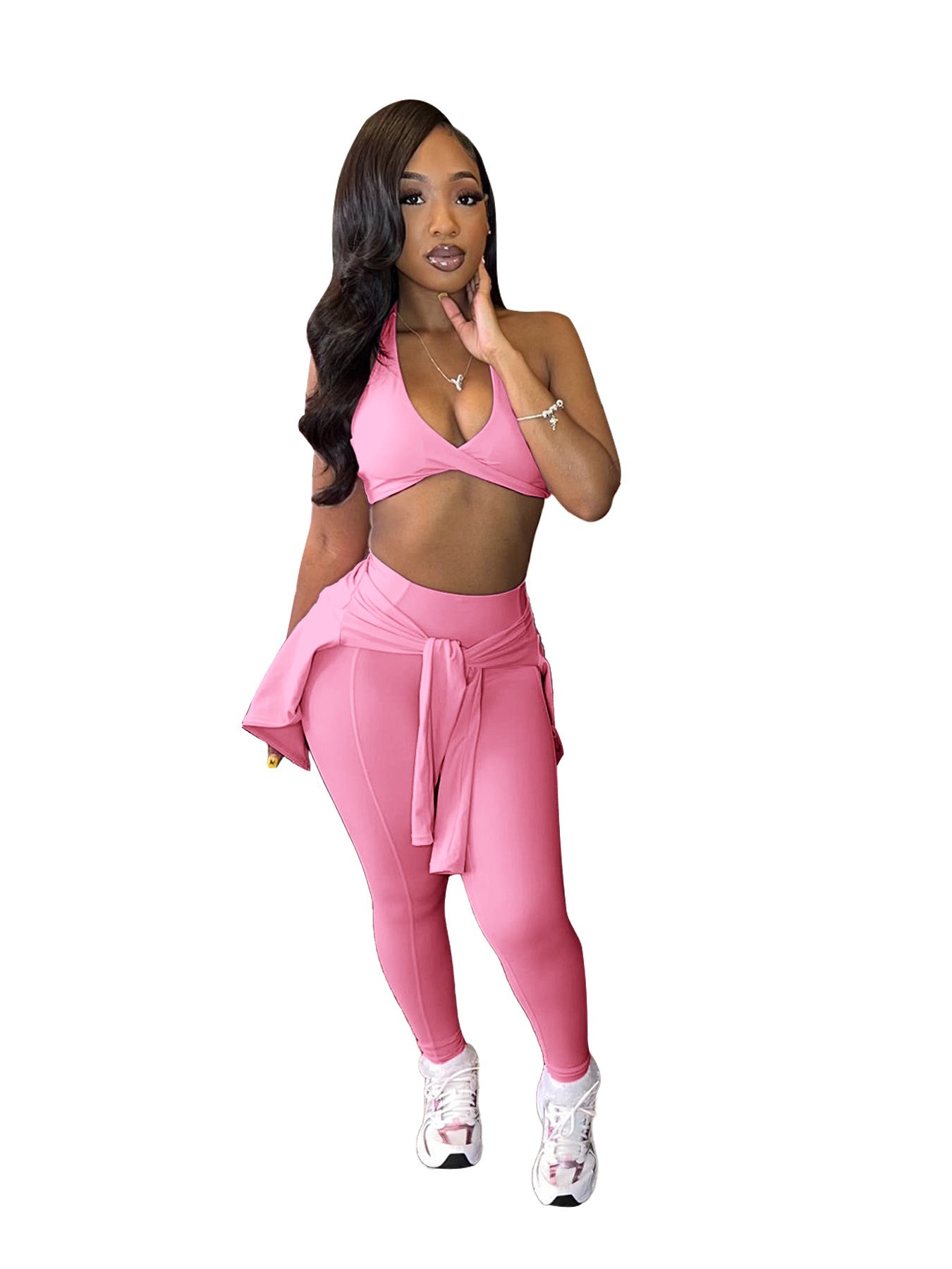 Women's Sleek and Sporty Three-Piece Set: Tight Casual Top & More