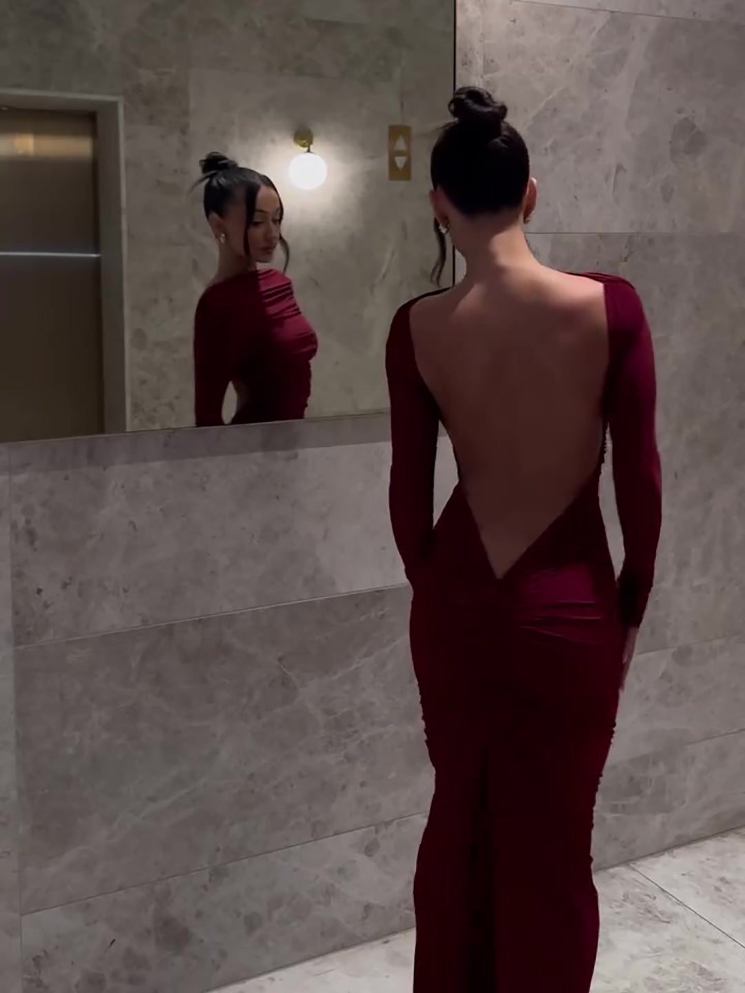 Sexy Backless Long-sleeved Maxi Dress