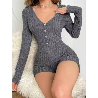 Slim Rib-Knitted Women's Jumpsuit for Effortless Sophistication