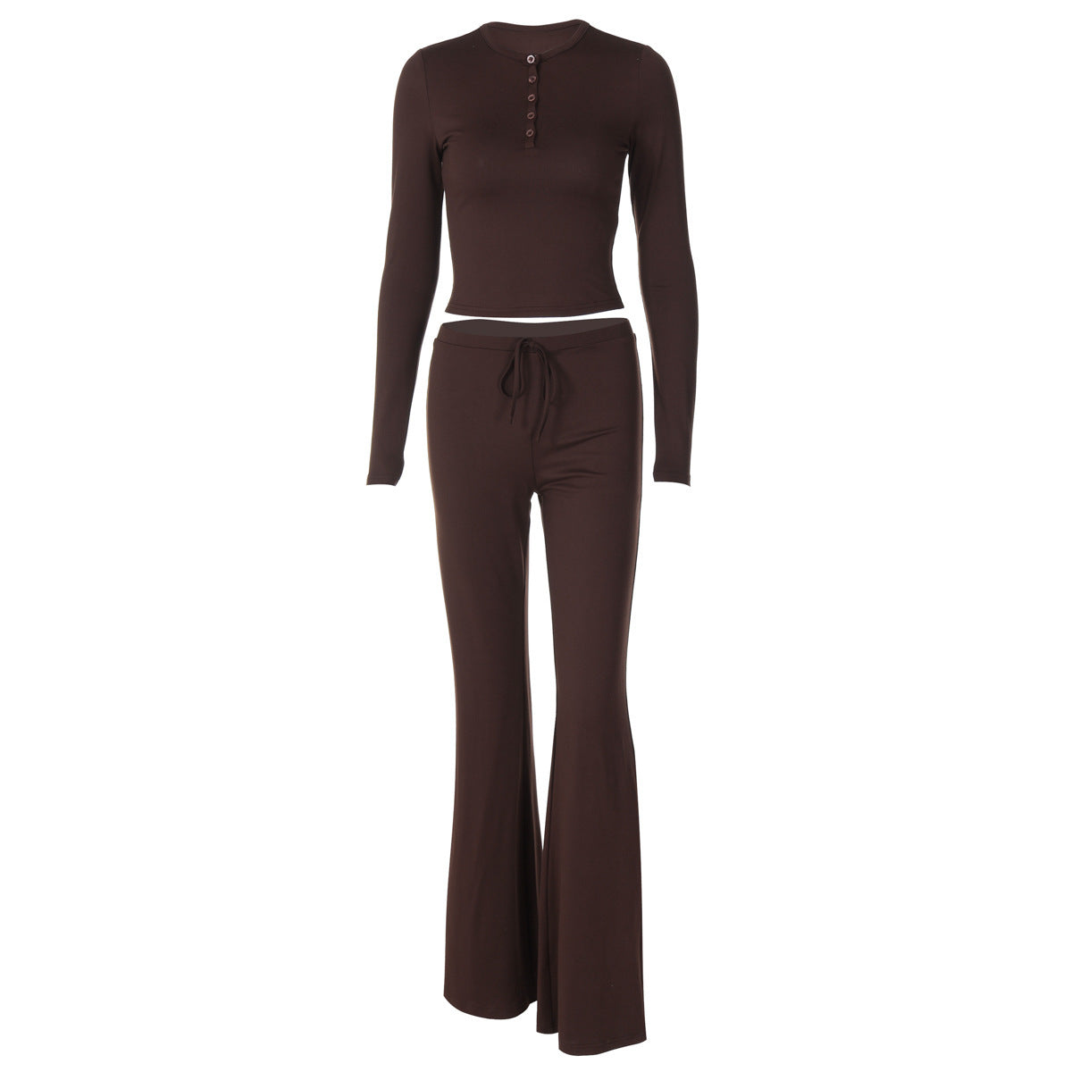 Women's Fashion Slim Top Lace-up Trousers Two-piece Set