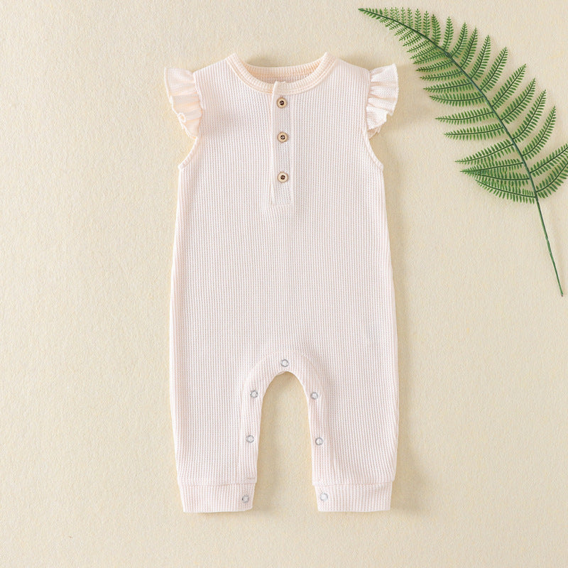 Baby Newborn Sleeveless Onesie Waffle Jumpsuit