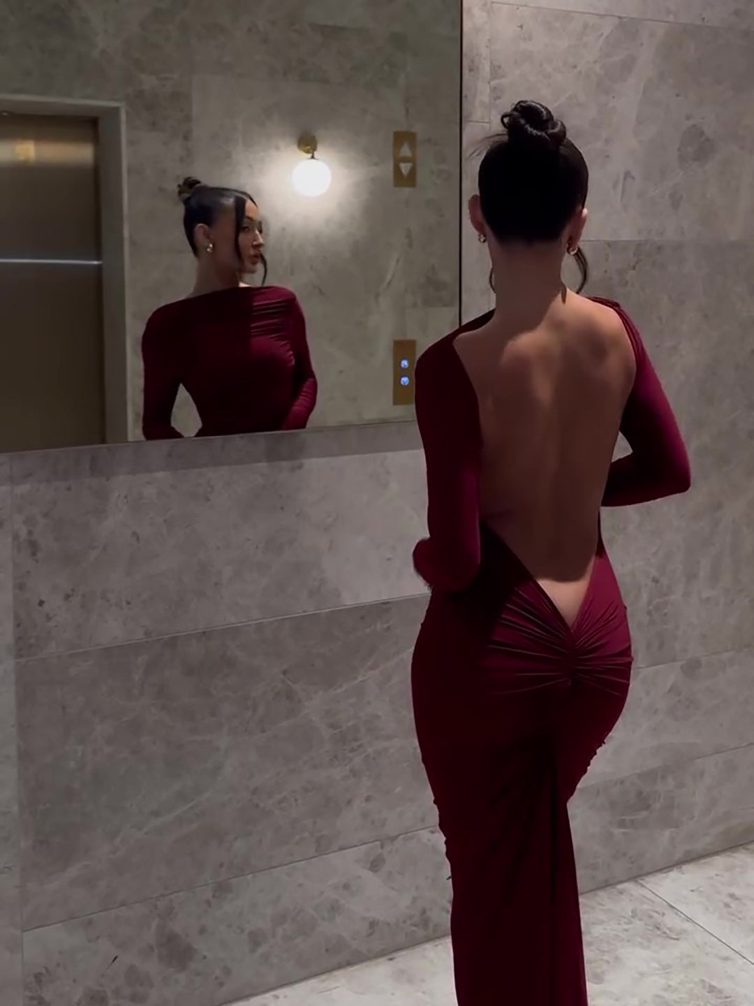 Sexy Backless Long-sleeved Maxi Dress