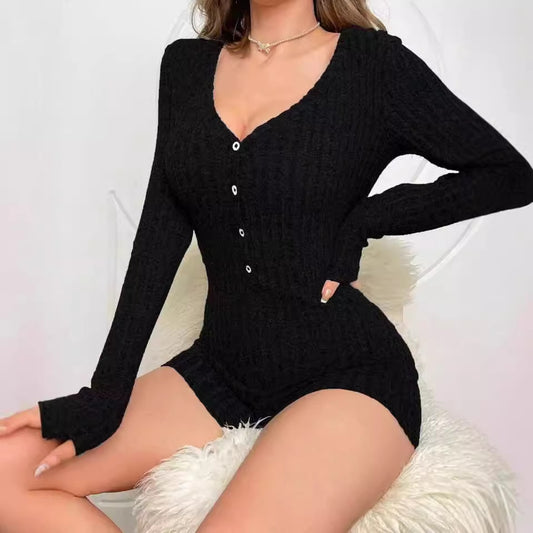 Slim Rib-Knitted Women's Jumpsuit for Effortless Sophistication