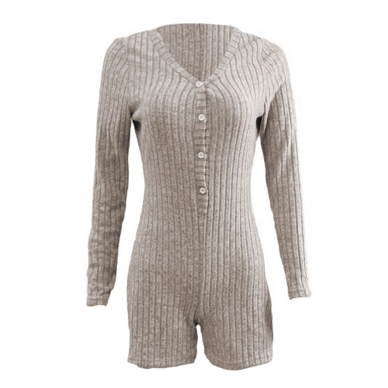 Slim Rib-Knitted Women's Jumpsuit for Effortless Sophistication