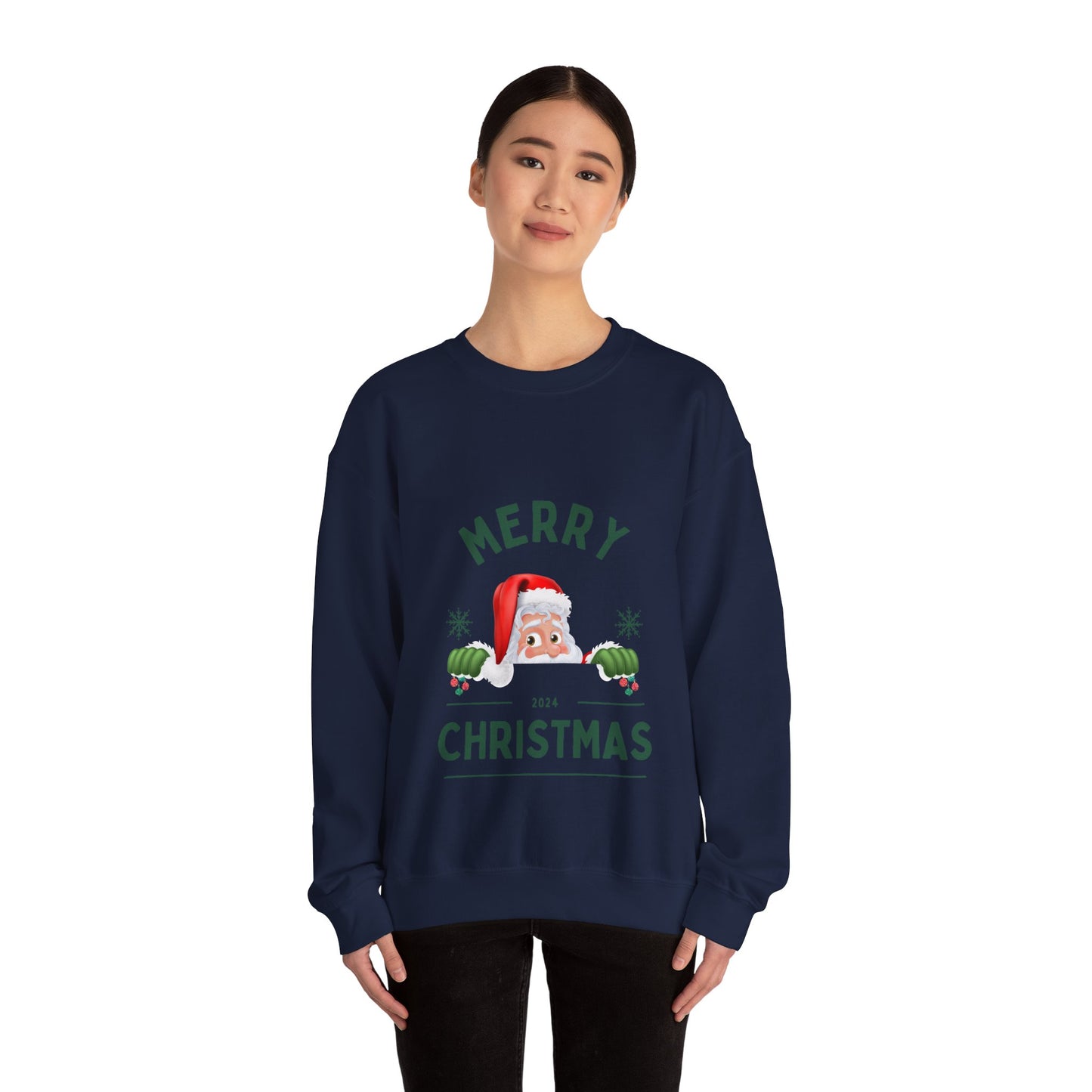 Santa Christmas Crewneck Sweatshirt - Holiday Santa Claus Jumper, Xmas, Festive Winter Sweater, Pink Unisex Christmas Top, Cozy