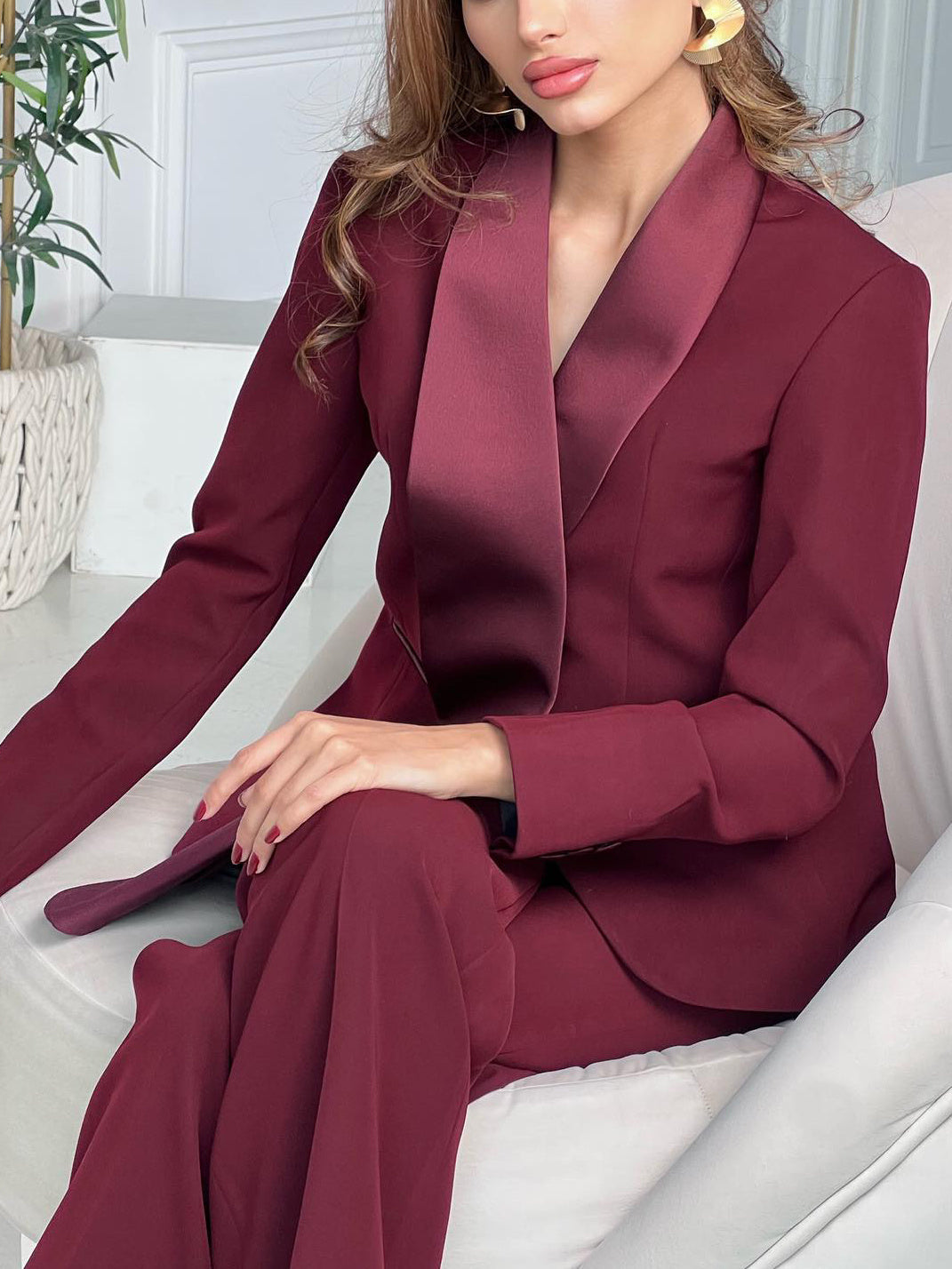 Exquisite Irregular Collar Blazer & High Waist Pants Suit: Elevate Your Style in Ultimate Elegance