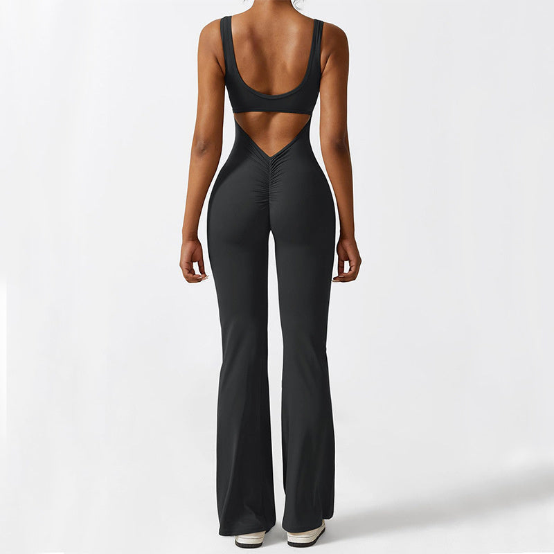 Sleeveless Flare Jumpsuits for Fitness and Yoga