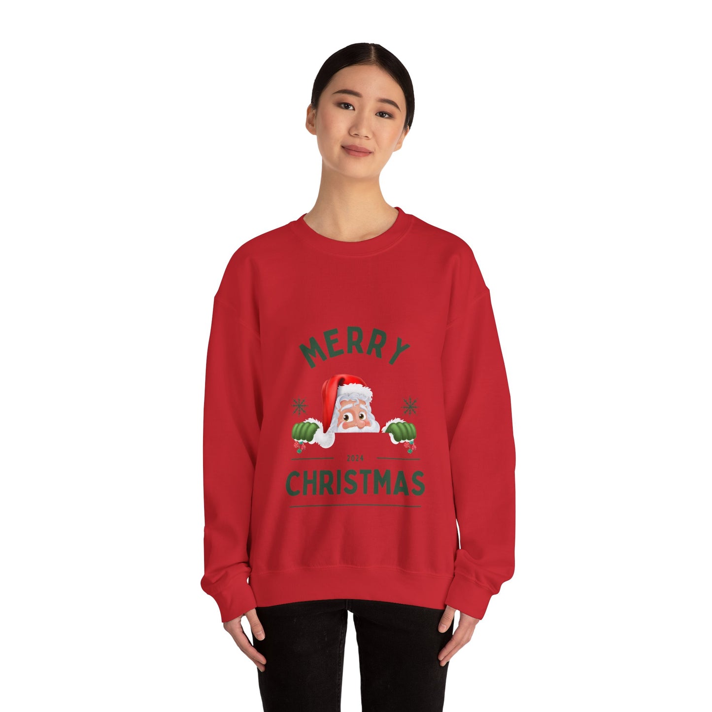 Santa Christmas Crewneck Sweatshirt - Holiday Santa Claus Jumper, Xmas, Festive Winter Sweater, Pink Unisex Christmas Top, Cozy