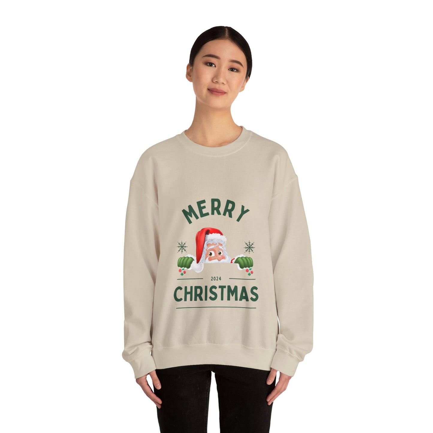 Santa Christmas Crewneck Sweatshirt - Holiday Santa Claus Jumper, Xmas, Festive Winter Sweater, Pink Unisex Christmas Top, Cozy