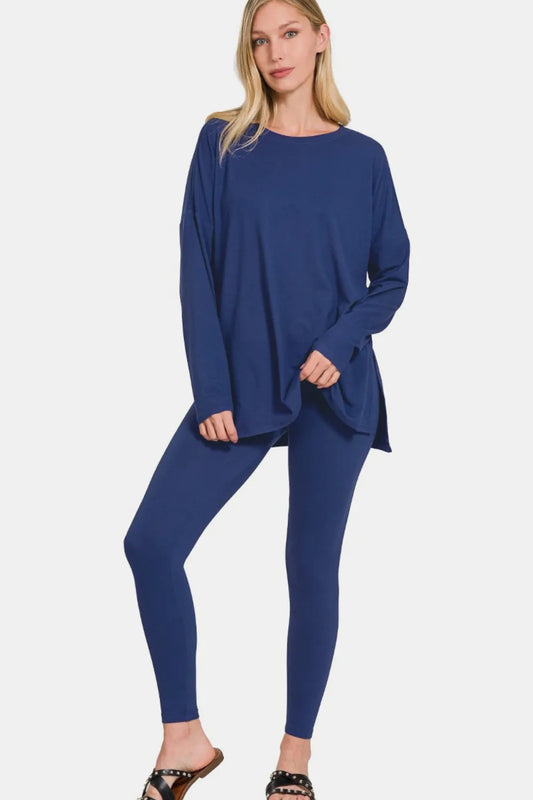 Snuggle Lounge Set: Cozy Microfiber Top & Leggings