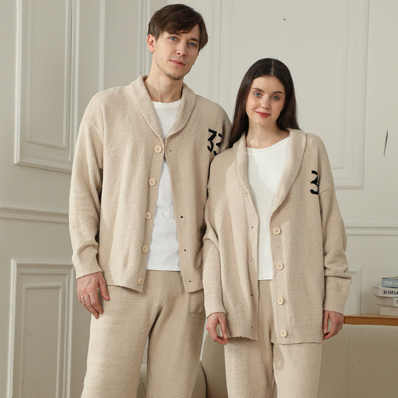 Couple Homewear V-neck Simplicity Suit