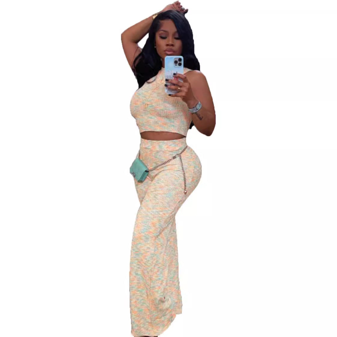 Chic Sleeveless Printed Wide Leg Pants Two-Piece Set: Effortless Style and Comfort