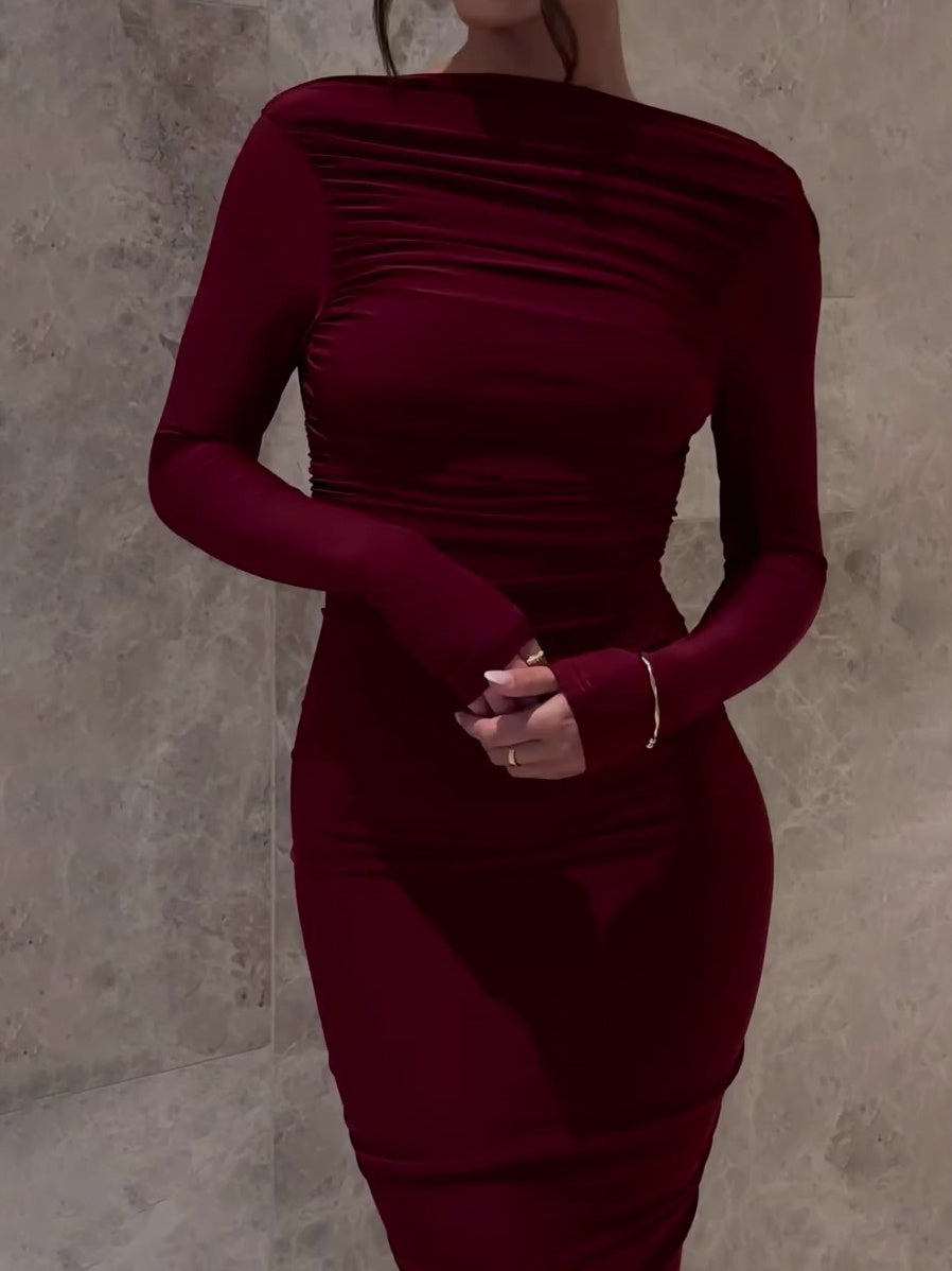 Sexy Backless Long-sleeved Maxi Dress