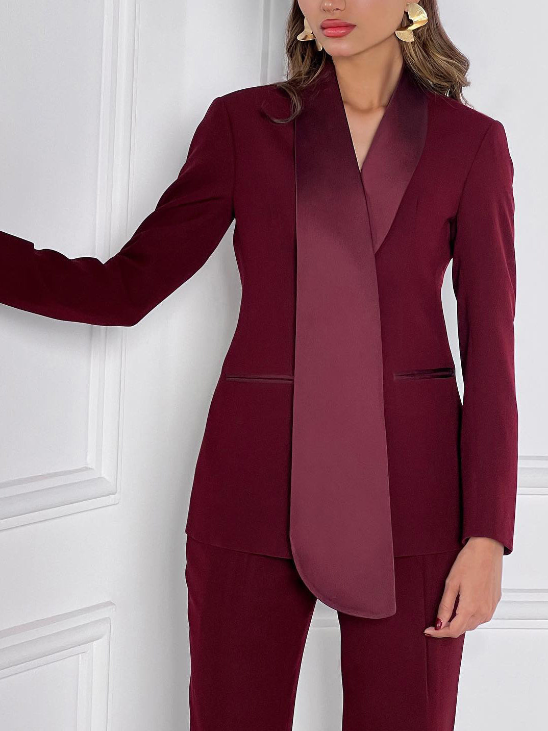 Exquisite Irregular Collar Blazer & High Waist Pants Suit: Elevate Your Style in Ultimate Elegance